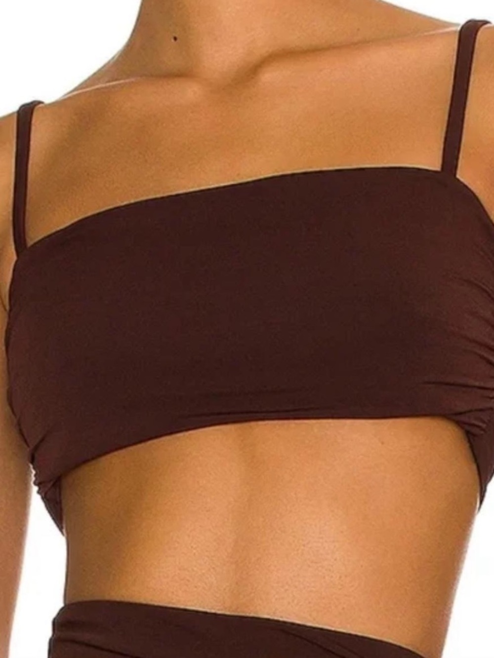 Nookie Chocolate Brown Square-Neck Crop Top